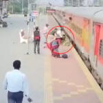 railway officer saves woman from falling under train